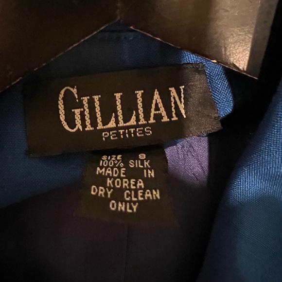 1980s Vintage Royal Blue Silk suit with padded shoulders - Picture 7 of 8